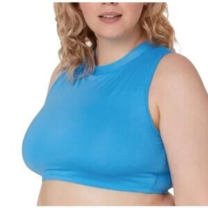 Andie Swim Top The Venice Blue With High Neck Size Small